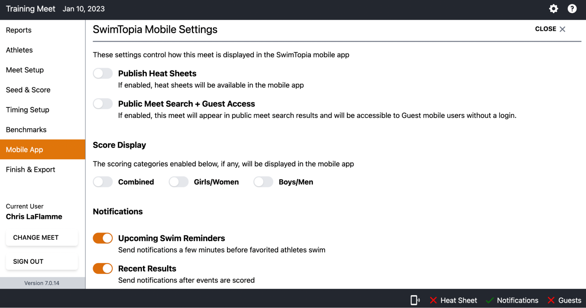 Score Display Settings